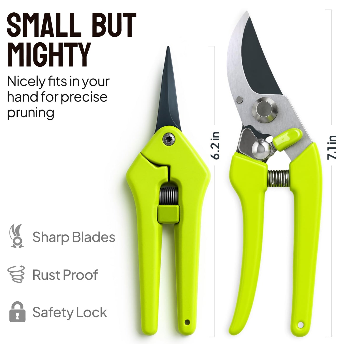 2-Pack Stainless Steel Gardening Scissors, Pruning Shears and Clippers for Gardening