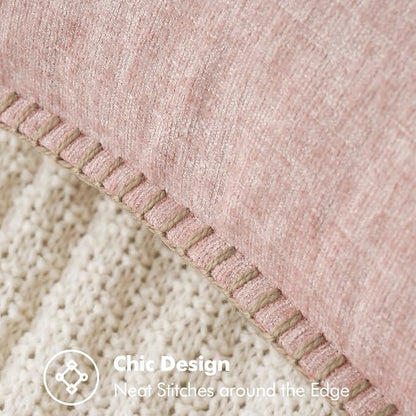 MIULEE Pack of 2 Couch Throw Pillow Covers 20x20 Inch Pink Farmhouse Decorative Pillow Covers with Stitched Edge Soft Chenille Solid Dyed Pillow Covers for Sofa Bed Living Room