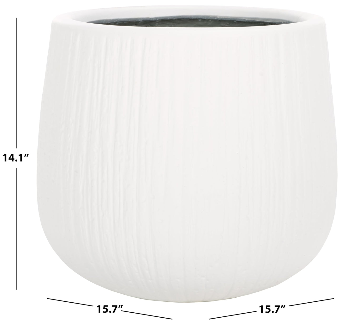 SAFAVIEH Outdoor - Francia White Concrete Ficonstone Planter Pot with Drainage Hole, Frost Resistant Garden Planter for Patio, Deck, Indoor Outdoor Use, 15.7" W x 15.7" D x 14" H (PAT1523C)