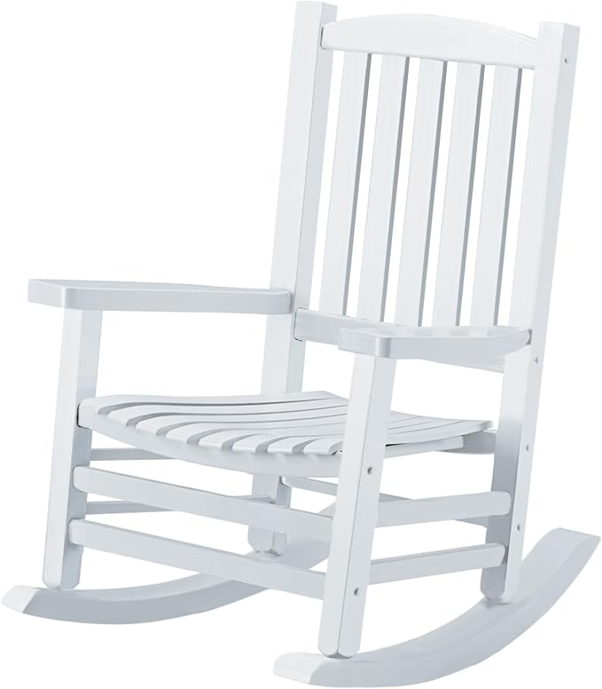 Hupmad Wooden Rocking Chair Outdoor Oversized Porch Rocker Chair, Patio Wooden