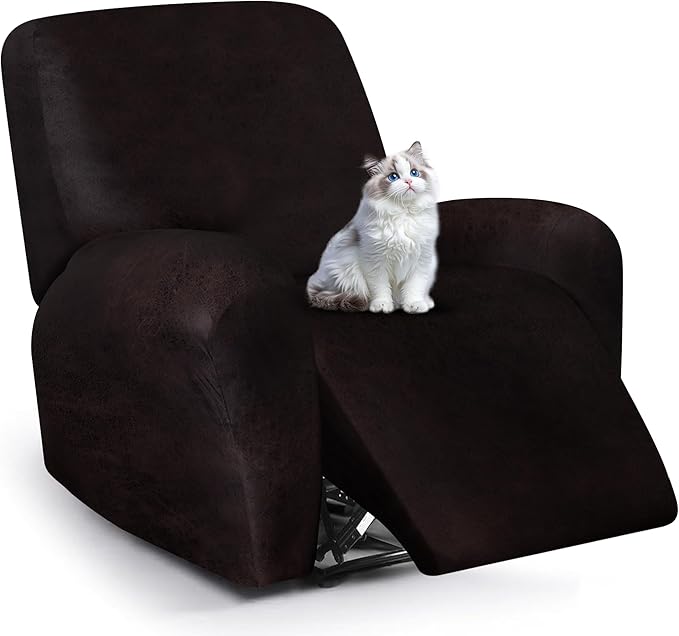 ANARACHON Leather Look Recliner Chair Covers, 4-Pieces Stretch Recliner Cover