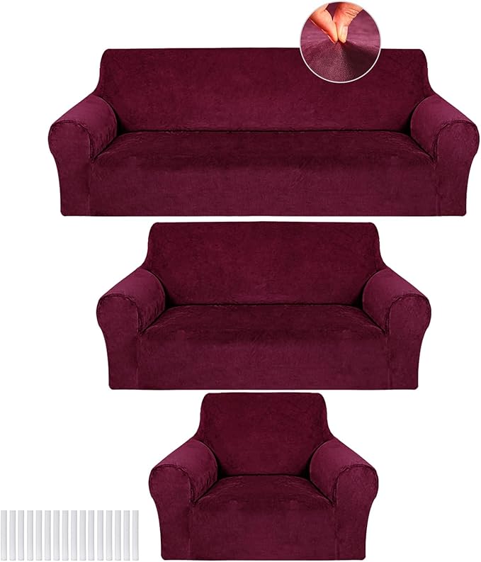 Peryiter 3 Pcs Couch and Loveseat Covers Set Sofa Cover