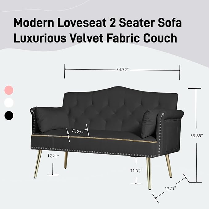 oaaktu Small Velvet Loveseat Sofa