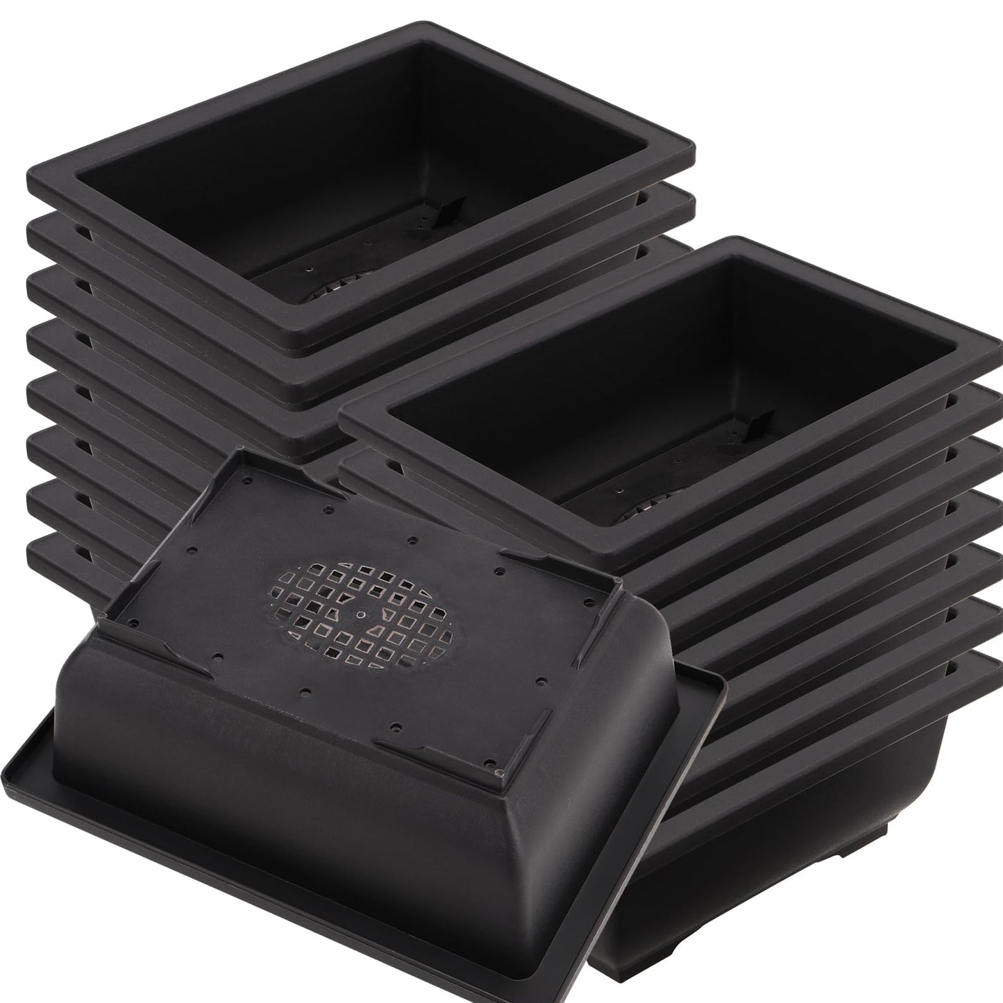 MOUYAT 15 PCS 8.9 Inch Bonsai Training Pots, Rectangular Plastic Bonsai Tree Growing Large Planter Pot for Plants, Garden, Yard, Office, Balcony, Home Decoration