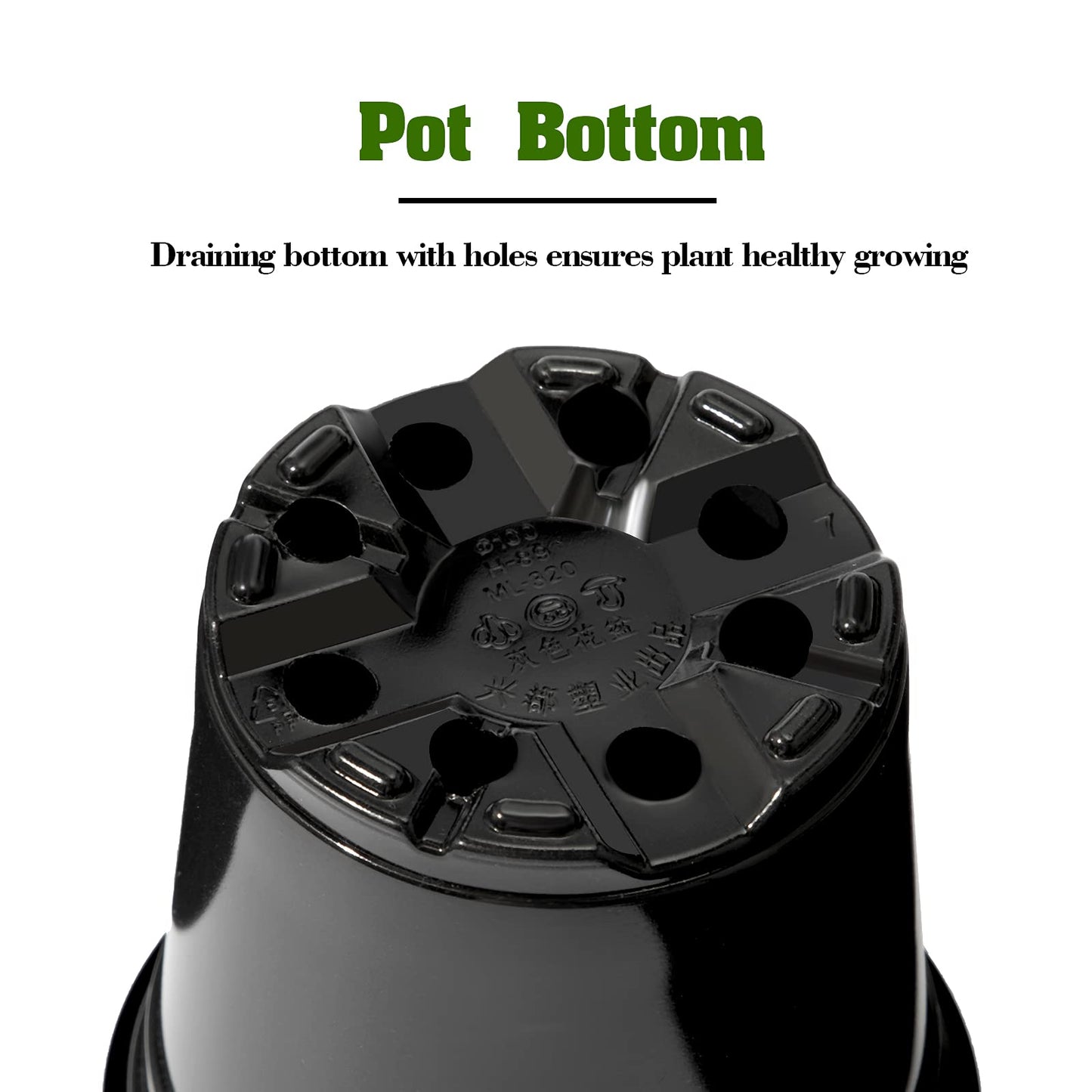 Patelai 100 Pieces Plastic Plant Nursery Pots Reusable Plant Seeding Nursery Pot Flower Plant Containers Seed Starting Pots for Gardens, 3 Sizes (Black)