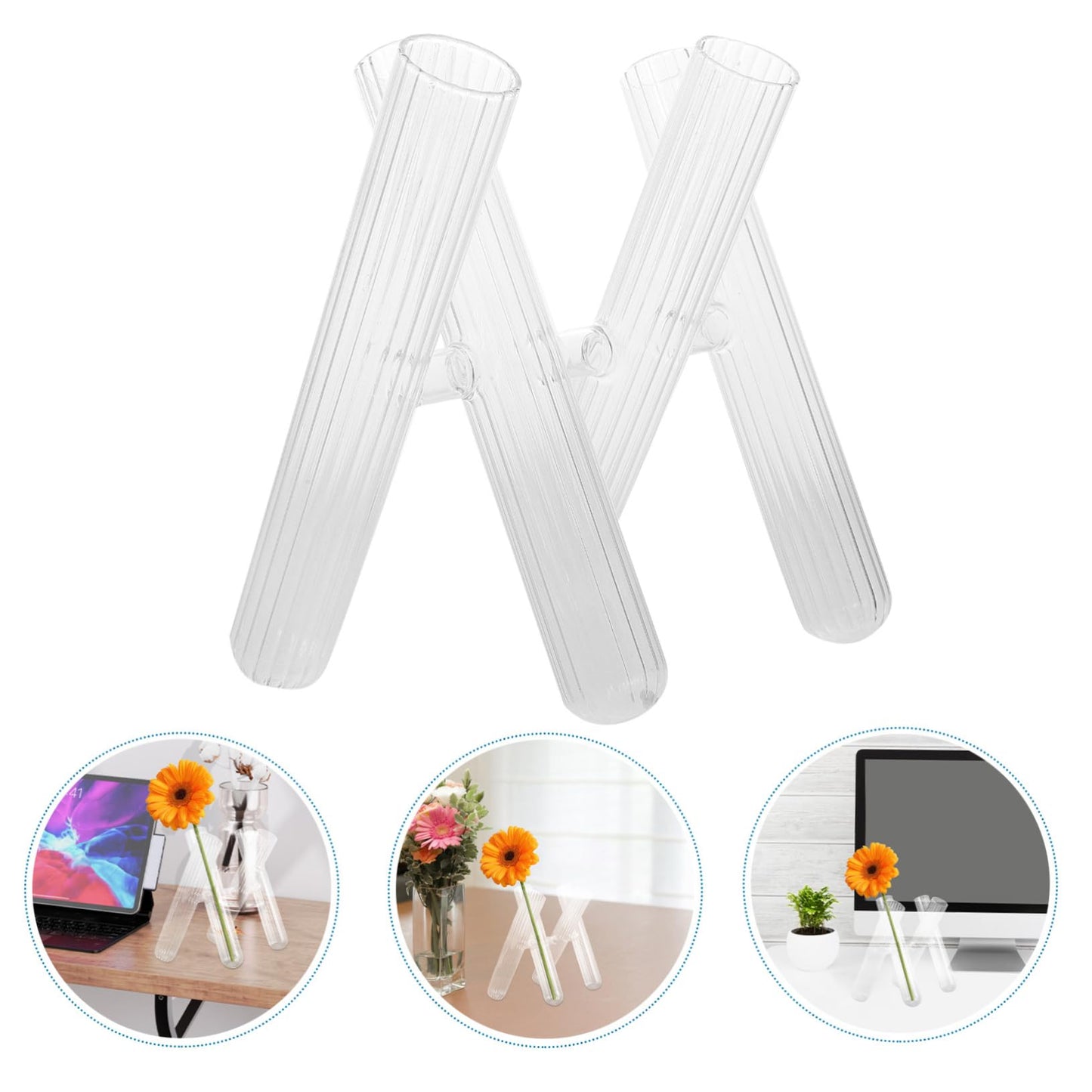 Toyvian Glass Test Tube Flower Holder Hydroponic for Plant Terrariums Desktop Decor and Window Display