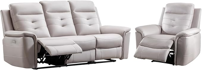 ANJ 2-Piece Oversied Faux Leather Power Recliner Sofa Set