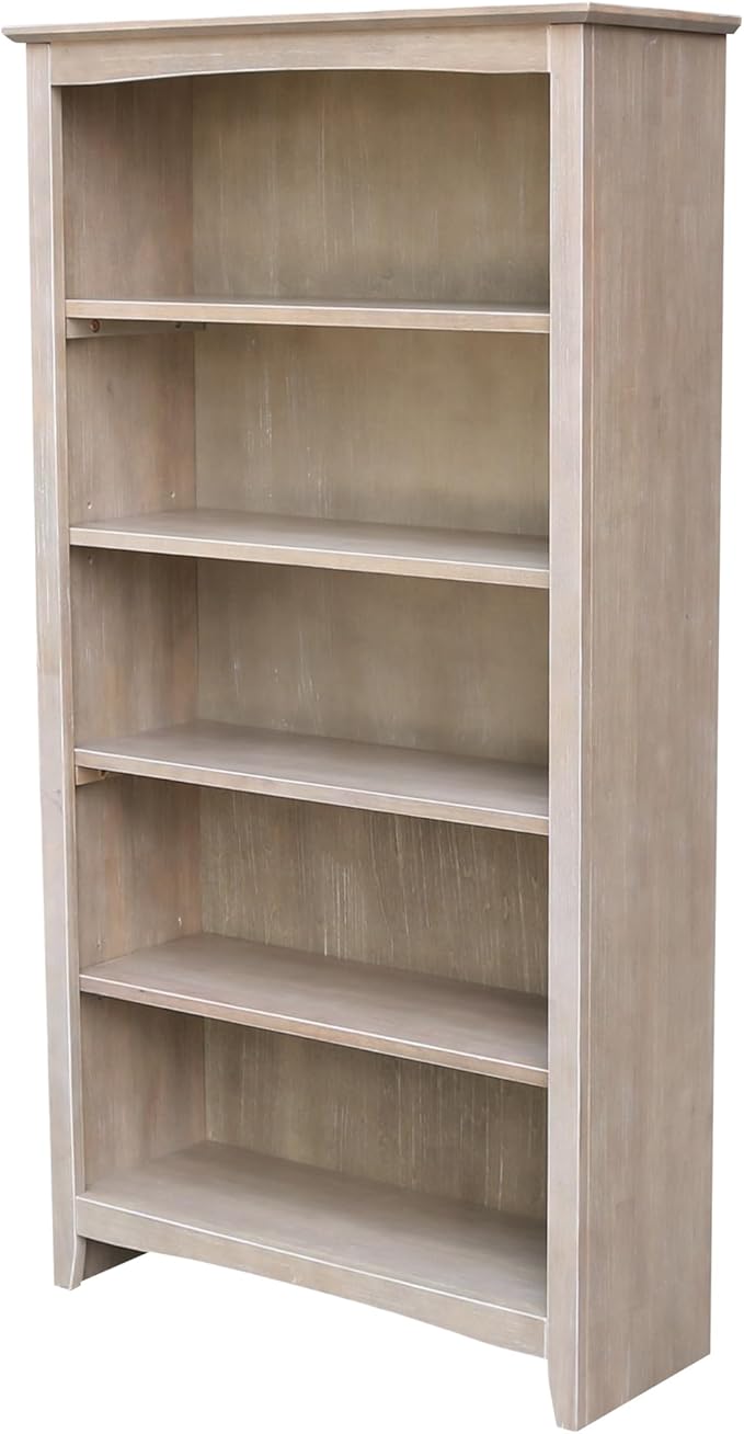 Shaker Solid Wood Bookcase, Washed Gray Taupe