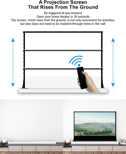 VIVIDSTORM-Movie Screen S 100 inch Motor Rollable Foldaway Portable Screen with White Cinema PVC, 4k 3D HD Gaming/Office Room,Compatible with Standard Projector,VWSDSTW100H