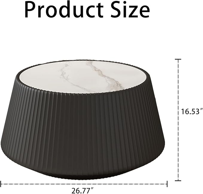 Modern Marble Nesting Coffee Table Set of 2, 26.77" Cup Shaped Coffee and End