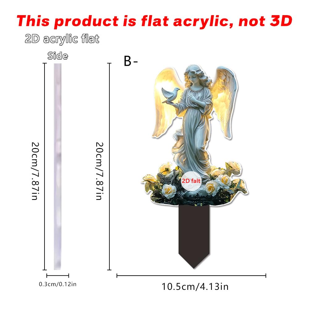 YUEYINGMG Garden Decor, Acrylic 2D Stake, Pot Plants Garden Yard Lawn Outdoor Fairy Statue Ornaments, Fairy Garden Accessories Decoration (Style D)