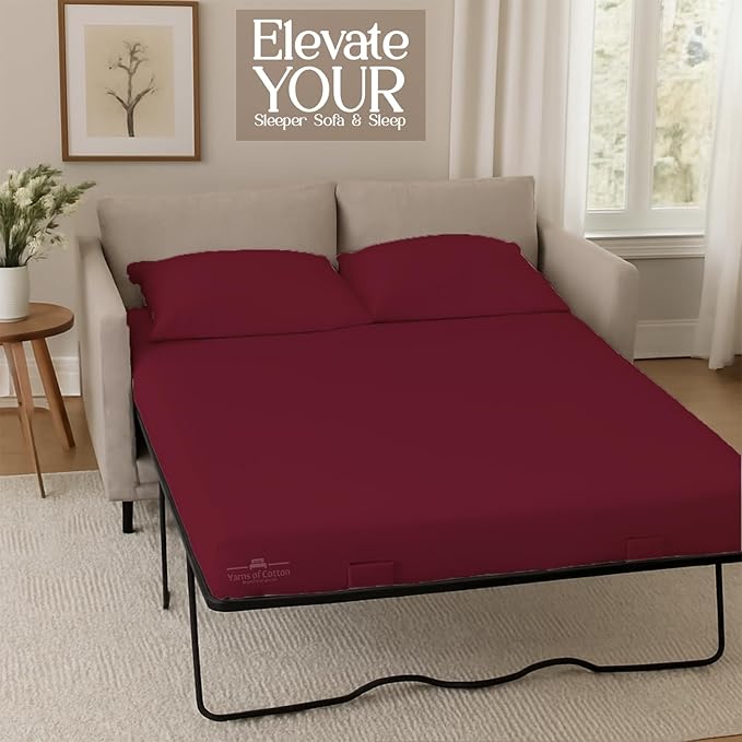 Sleeper Sofa Bed Sheet, 100% Cotton 400 Thread Count, 4 Piece Set, Deep Pocket