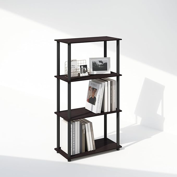 Furinno Turn-N-Tube Book Shelf, 4-Tier Bookshelf, Bookcase