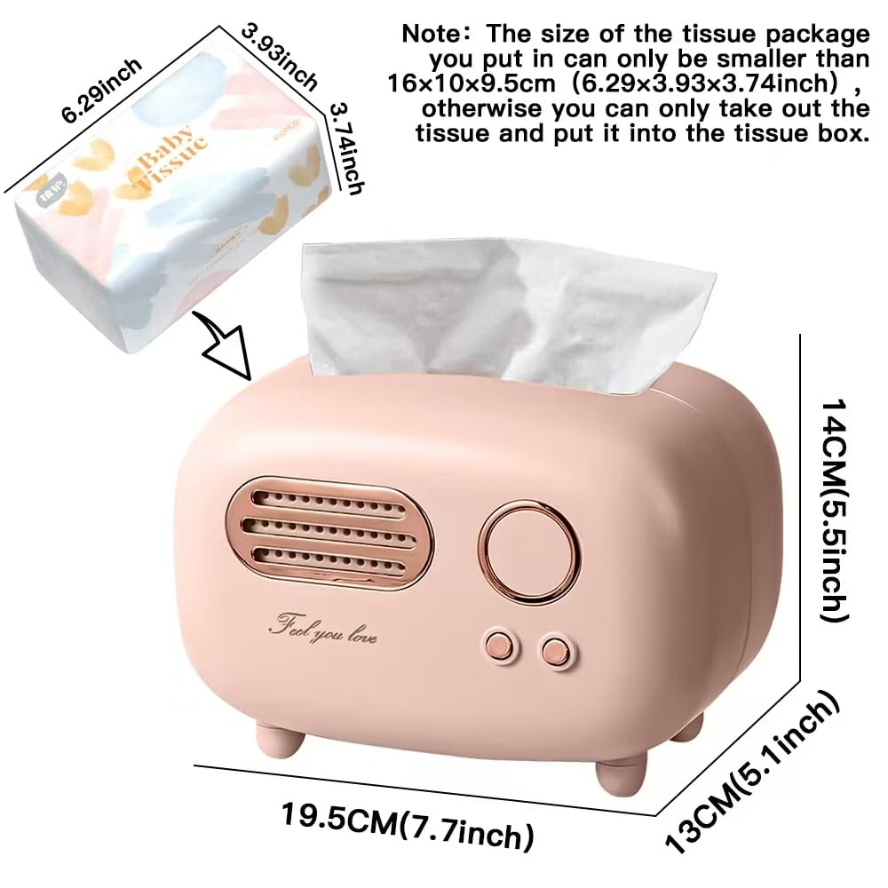 SGVAHY Retro Radio Shape Tissue Cover Box - Unique Multifunction Tissue Box for Kitchen, Bedroom, Office, Parlor, Bathroom Decoration - Creative Gift (Retro Radio Pink)