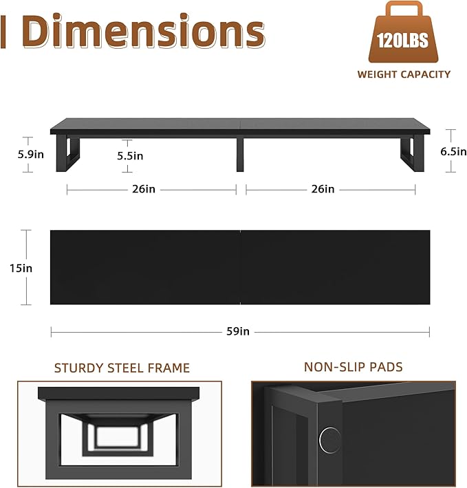 YAOHUOO 59" Large TV Riser for 32-75 inch TV, TV Riser Stand Shelf