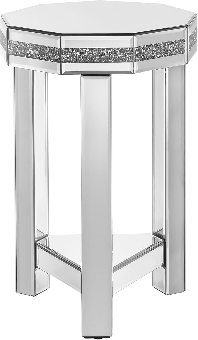 Mirrored Octagon End Table