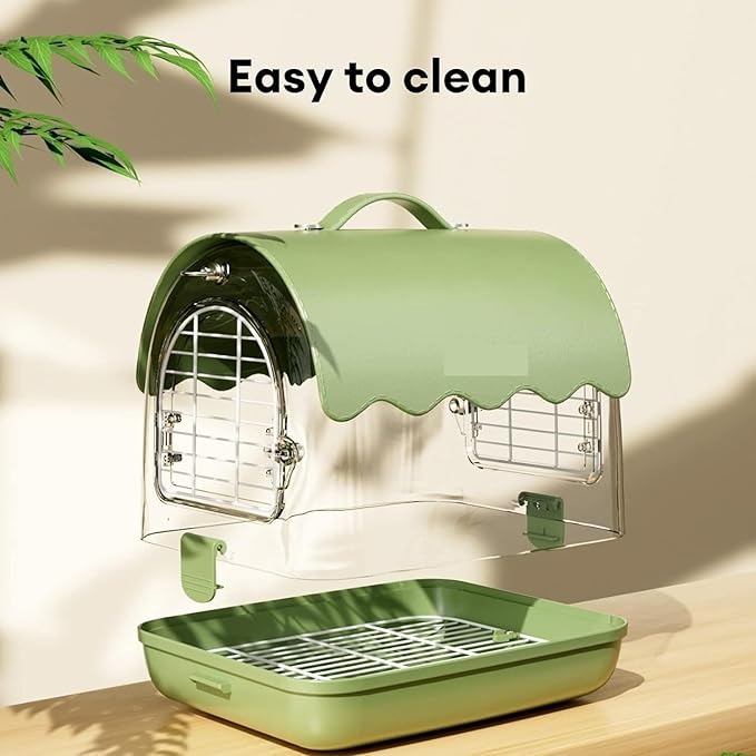 Birdcage Bird Carrier Backpack with Perch, Transparent Travel Bird Cage Bag with Shade Cover Visible Window for Parrots Budgie Bird Flight Cage(Green)