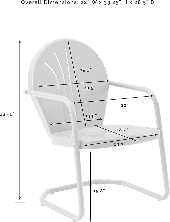 Crosley Furniture Griffith Outdoor Chair, Retro Metal Patio Chairs