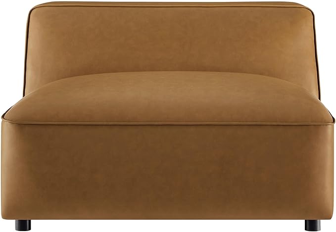 Modway Auren Vegan Leather Modular Armless Chair in Camel