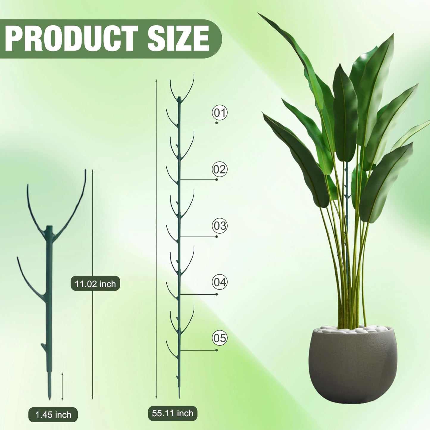 10 Pack Stackable Plant Support Stakes, Stackable Monstera Plant Support Stakes for Indoor Outdoor Plants, Stem Holder Structures Frame, Plant Sticks for Vine Training Stem Stabilization