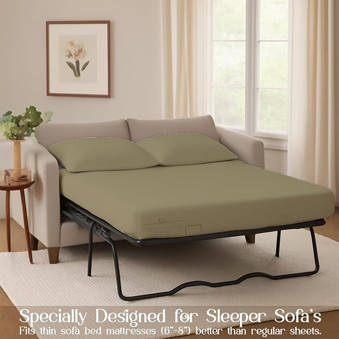 Sleeper Sofa Bed Sheet, 100% Cotton 400 Thread Count, 4 Piece Set, Deep Pocket