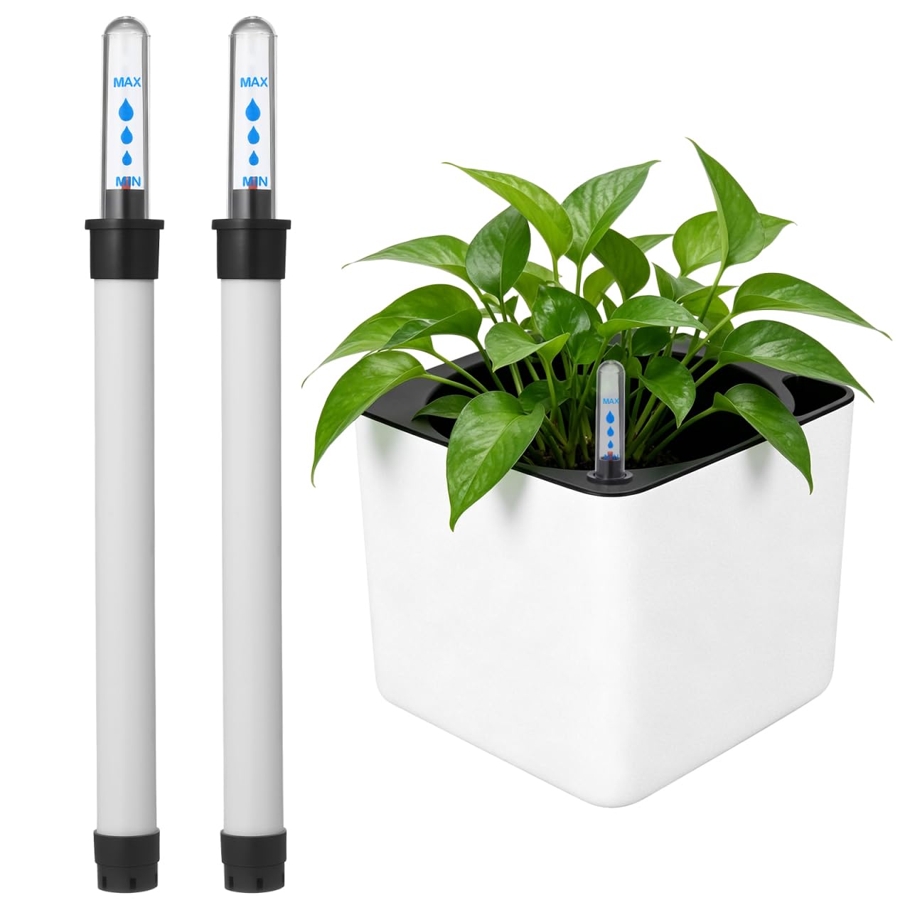 2pcs Water Level Indicator Water Level Gauge Planter Pots for Indoor Plants Gauge Plant Hydrometer Indoor Humidity Meter Flower Pot Moisture Monitor Plastic White Outdoor