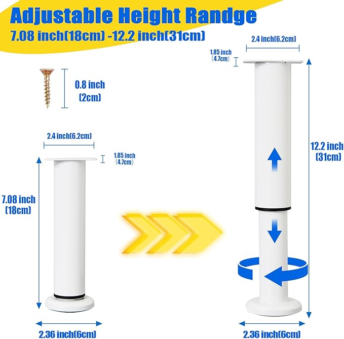 4 PCS Adjustable Height Bed Support Legs