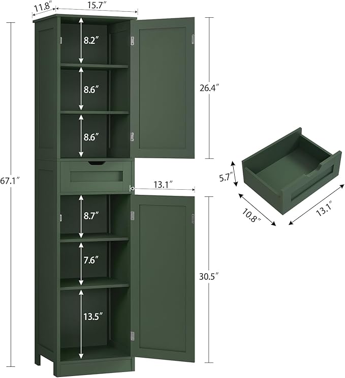 Iwell Tall Bathroom Storage Cabinet