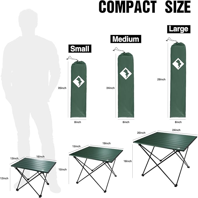 VILLEY Portable Camping Side Table, Ultralight Aluminum Folding Beach Table