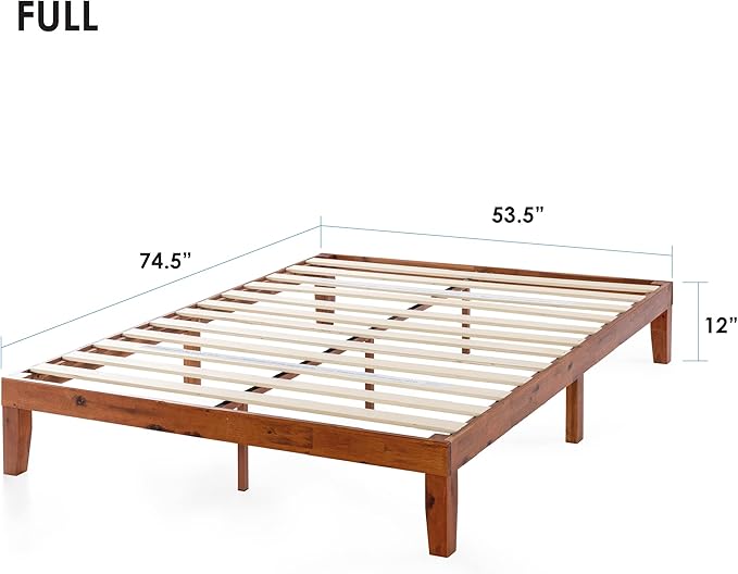 Mellow Naturalista Classic 12-Inch Solid Wood Platform Bed | Wooden Slats