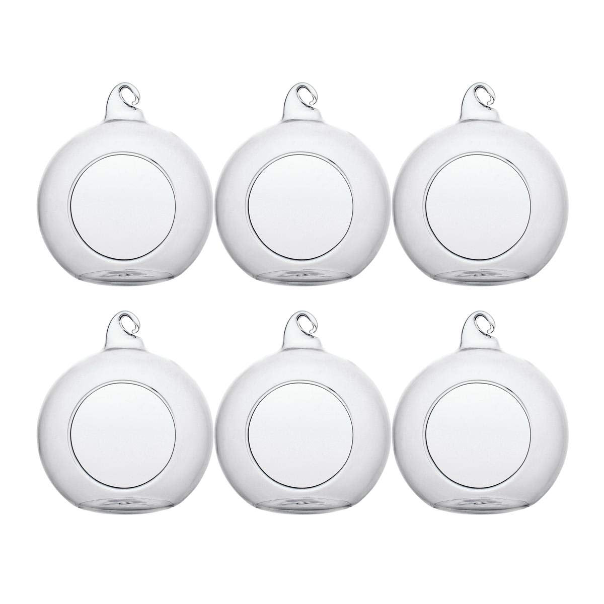 Ecosides Set of 100 Hanging Glass Orbs Hanging Glass Globe Terrariums Without 2 Side Hole for Candle Holder, TeaLight Holder Candlestick for Wedding Decor