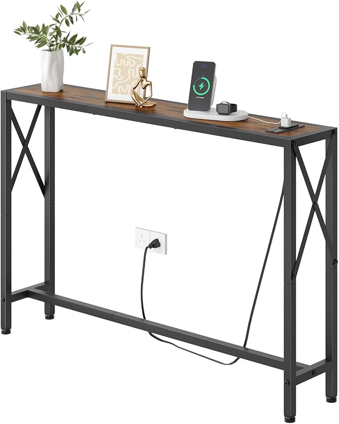 Gewudraw 41.8" Console Table, Narrow Behind The Couch Table