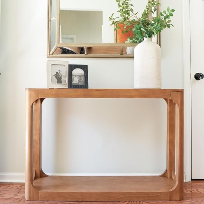 Plank+Beam Forma Console Table, 46 Inch, Solid Wood Sofa Table, Entryway Table
