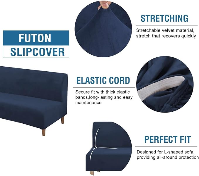 H.VERSAILTEX Real Velvet Futon Cover Armless Sofa Covers Sofa Bed Covers