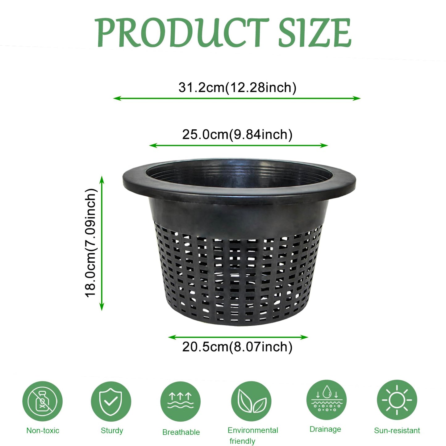 CHTASO HG10MESHPOT 10-Inch Wide Lip Mesh Net Pots (2-Pack), 5 Gallon Bucket Lids for DWC Hydroponics, Perfect for Pitcher Plant Cultivation