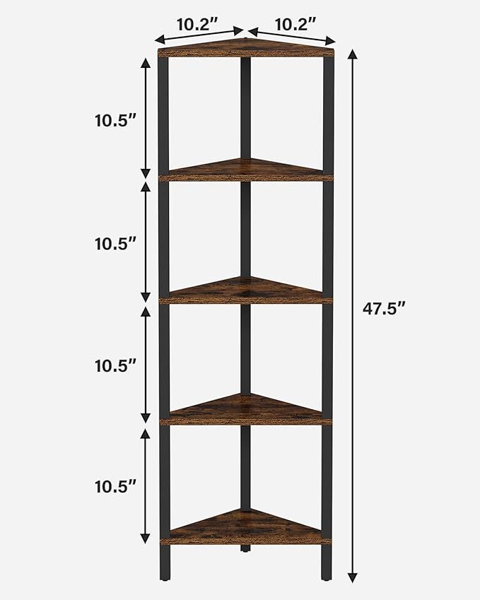 TUTOTAK Corner Shelf, 5-Tier Corner Bookshelf