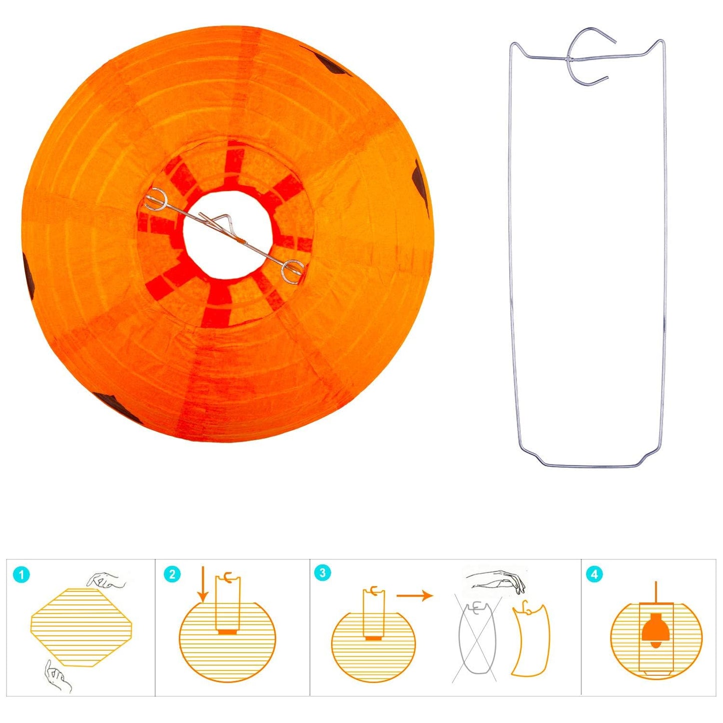 Gejoy 12pc Halloween Jack O Lantern 8inch Halloween Decorations Plastic Pumpkins Pumpkin Hanging Paper Lantern Halloween Indoor Outdoor Party Decoration Supplies