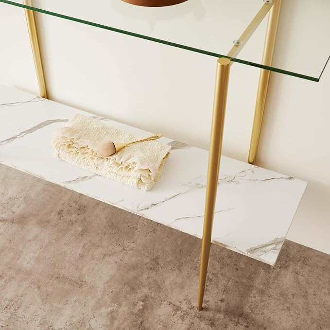 LumFurn Glass Console Table for Living Room, Foyer & Entrance, 2-Tiers