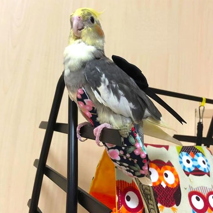 Bird Flight Suits Diapers, Parrot Flight Suits Diapers for Quaker Parakeets Cockatiels Flight Suits, Parrot Clothes (Almond B,S)