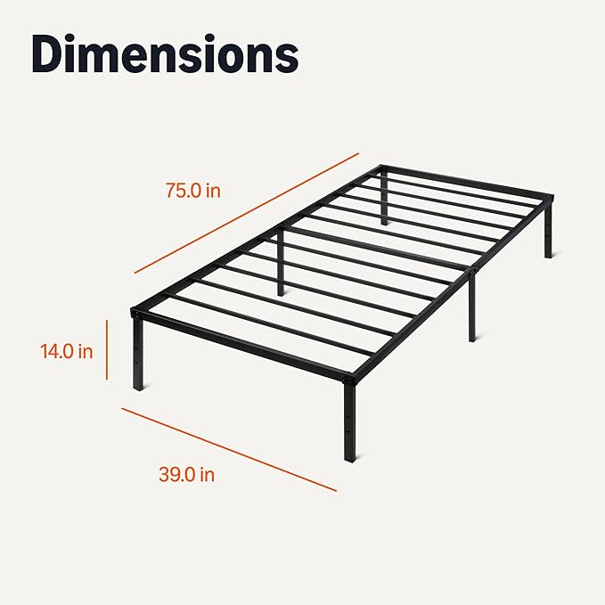 Amazon Basics Metal Bed Frame, Non-Foldable Platform Bed, Easy Assembly