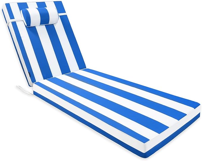 Chaise Lounge Cushion for Outdoor Furniture, Waterproof, Fade-Resistant and