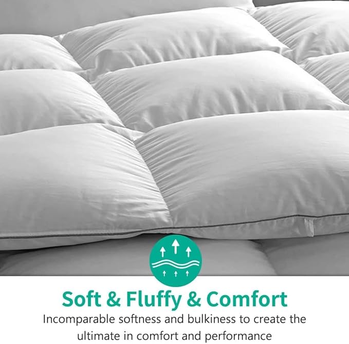 APSMILE Oversized King Down Feather Fibers Duvet Insert - Ultra-Soft All Season Down Feather Fibers Comforter Hotel Collection Comforter, Fluffy Medium Warmth (White, 120"x98")
