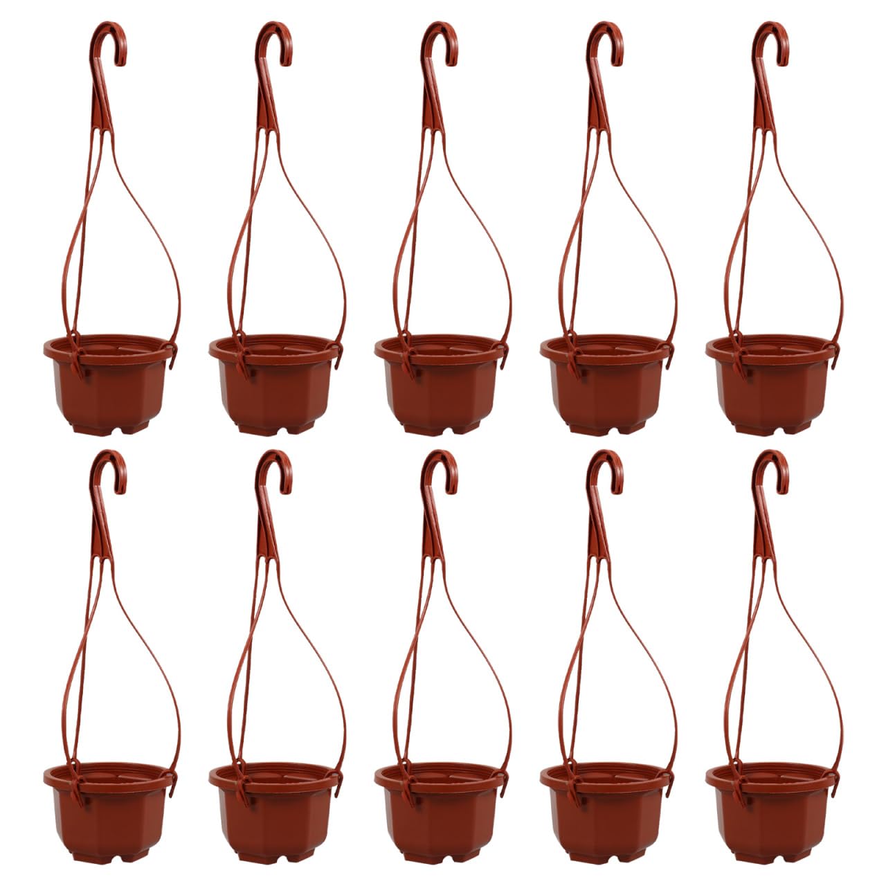 Sosoport Hanging Flower Pots 10 Pack Plastic Planters with Hooks 11.81X3.85X2.36 Inch Space-Saving Indoor Outdoor Balcony Garden Plant Containers