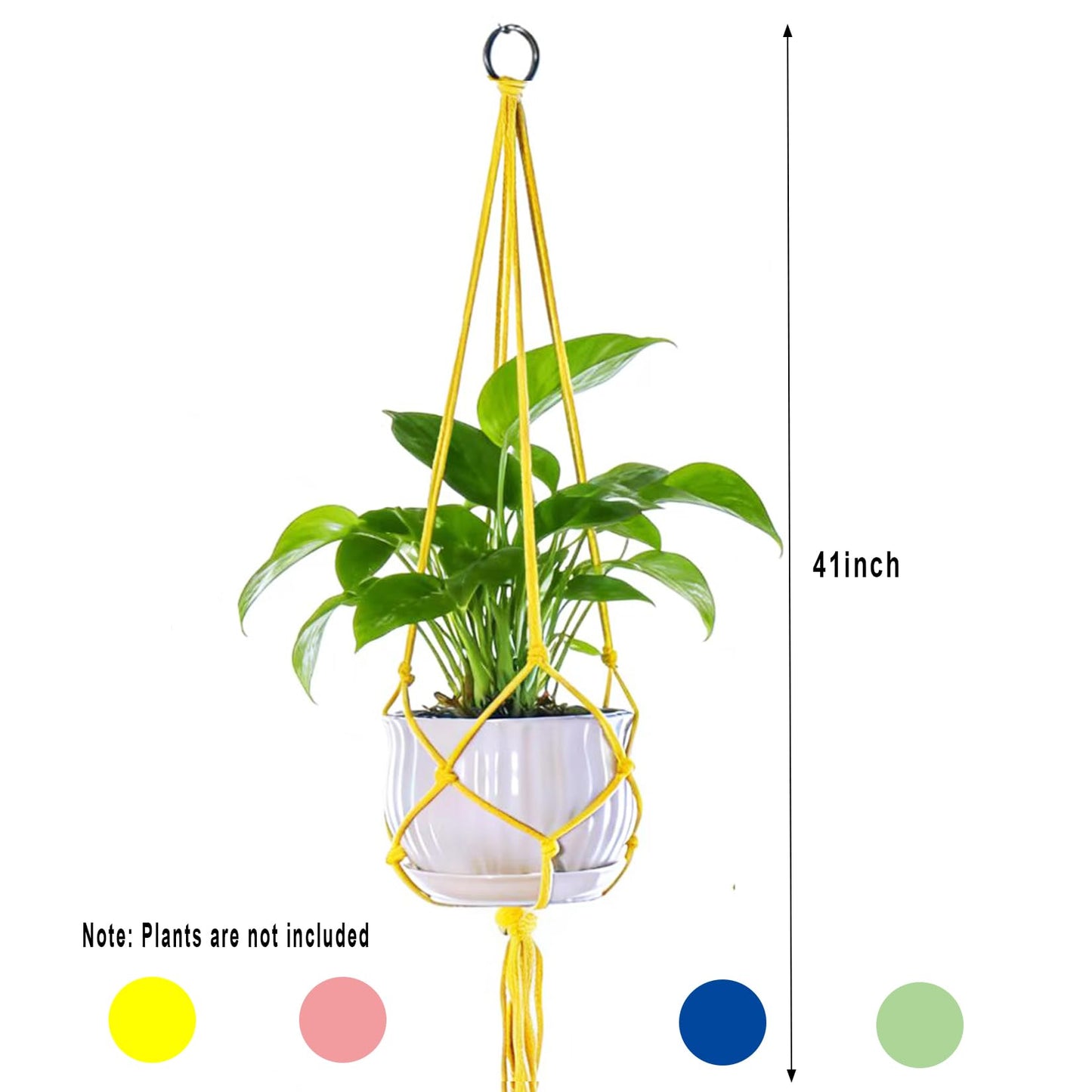 Markeny Macrame Plant Hanger, 4 Pieces Colourful Large Macrame Rope Hangers for Garden Patio Home Decor