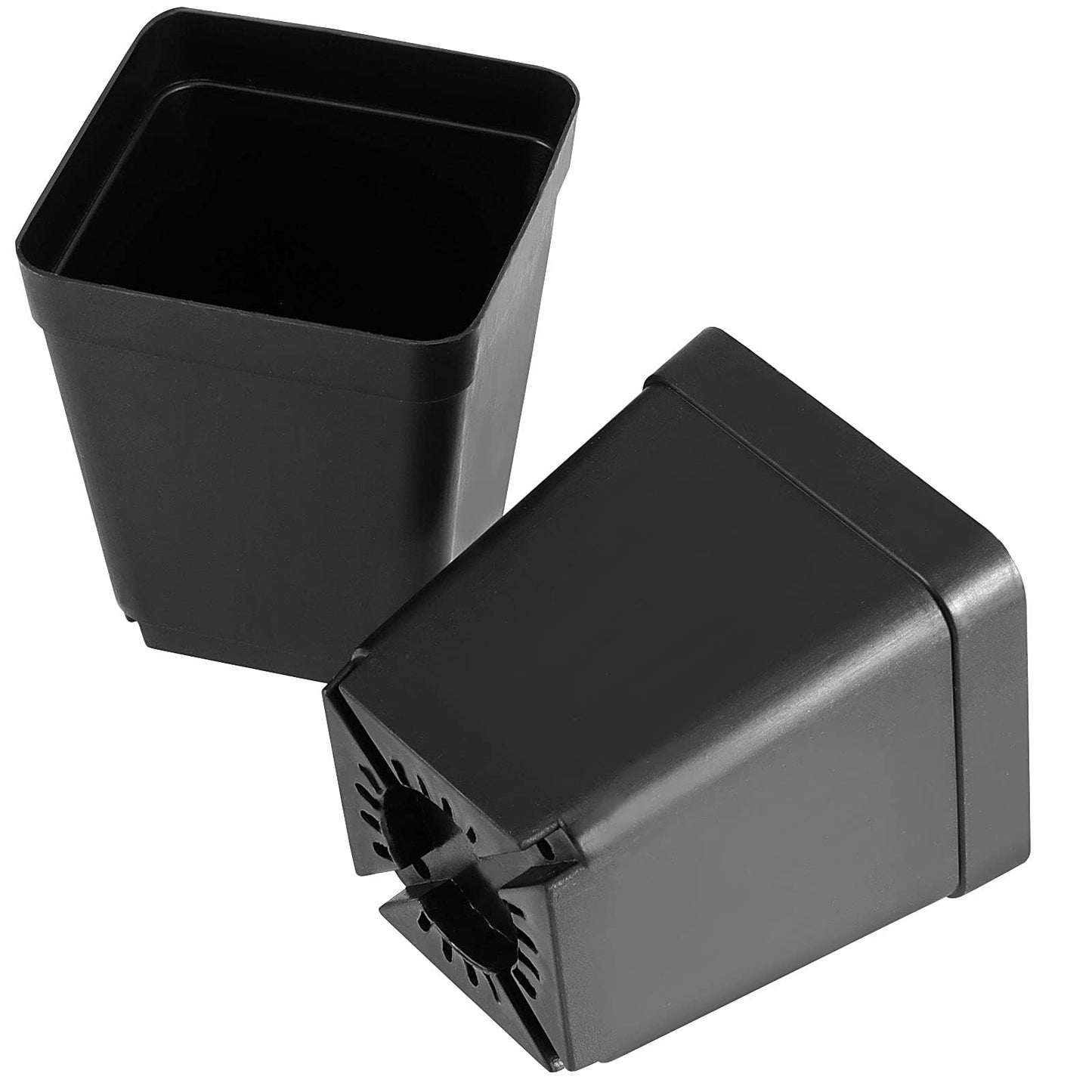 HOIGON 100 Pack 3 Inch Black Square Nursery Pot, Durable Thickened Plastic Nursery Pots with Drain Holes, Small Square Planting Containers for Flower Tomatoes Basil