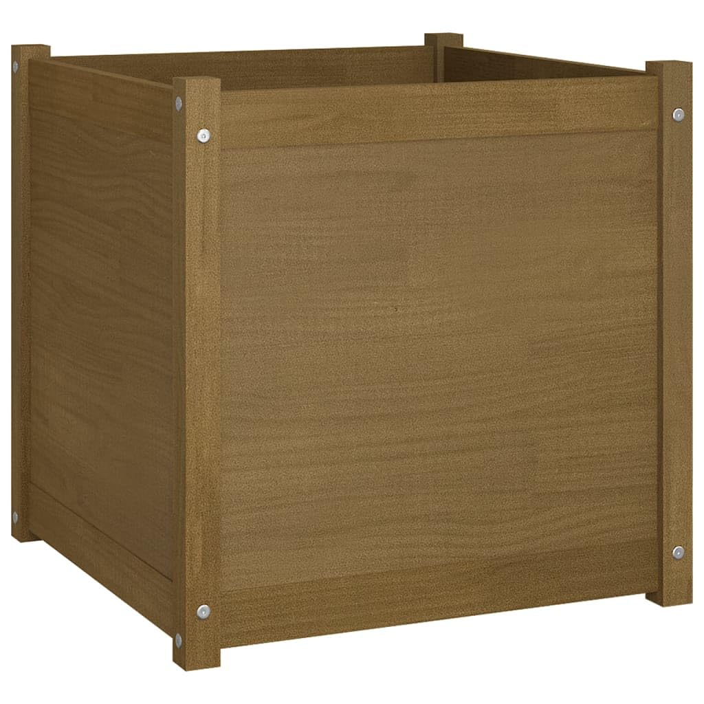 Teravane Garden Planter Honey Brown Solid Pine Wood Large Square Outdoor Flower pots for Vegetables and Succulents Rustic Decorative Raised Bed for Garden and Patio