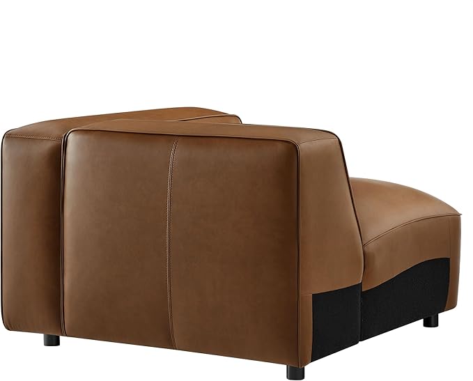 Modway Auren Vegan Leather Right Modular Armchair in Coffee