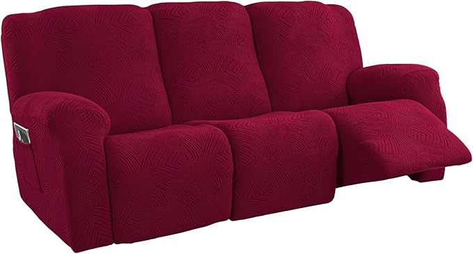 5-Piece Recliner Sofa Covers, Stretch Geometric Strokes Jacquard Recliner Sofa