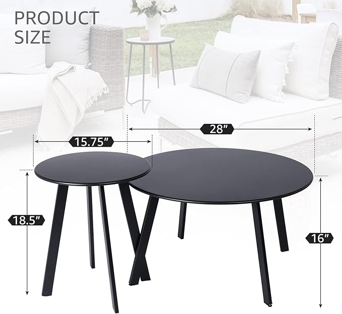 Patio Outdoor Coffee Table Set of 2