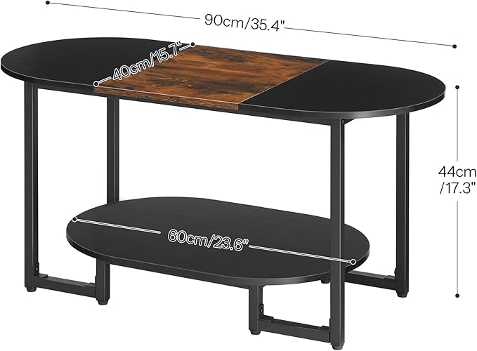 HOOBRO Coffee Table for Living Room, Oval Small Coffee Table